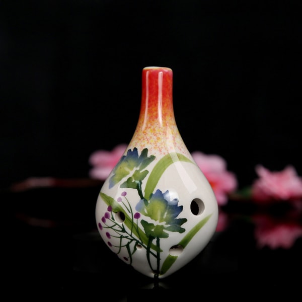 6-hulls Ocarina,Alto C,glasert keramikk,vakker design
