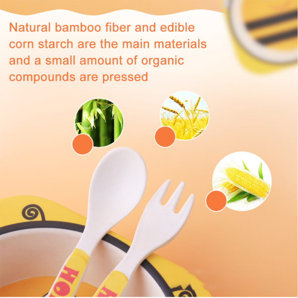 Bambus tallerkener og skåler for barn er giftfrie og miljøvennlige 5
