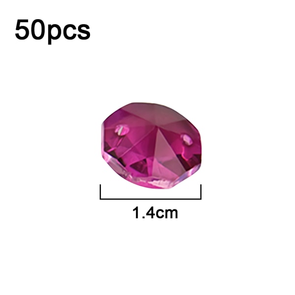 14mm 50 stk. Krystal Oktagon Perler 2 Huller DIY Bryllup og Hjem