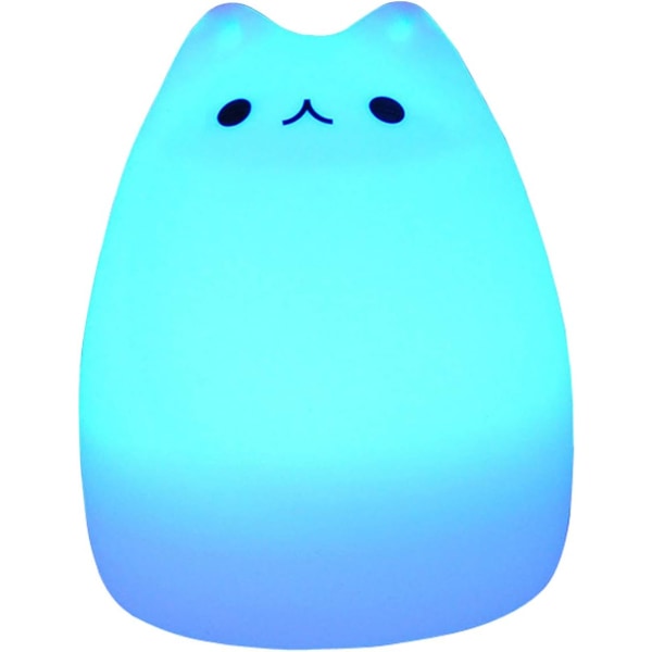 Barn Nattlampa 7 Färgglad Silicon Cute Cat LED Night