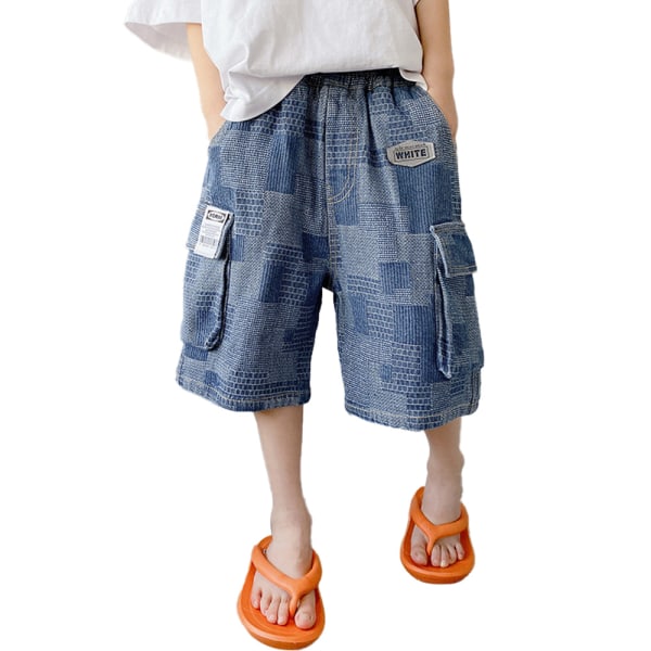 Toddler Baby Boys Jeans-shorts med elastisk midje, Toddler Baby Casu
