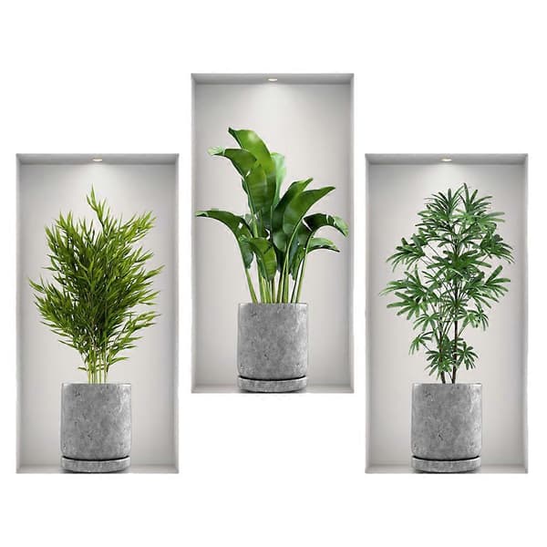 PVC Ruukkukasvit Seinätarra Sisustukseen 1Set DIY Vihreä Olohuone A