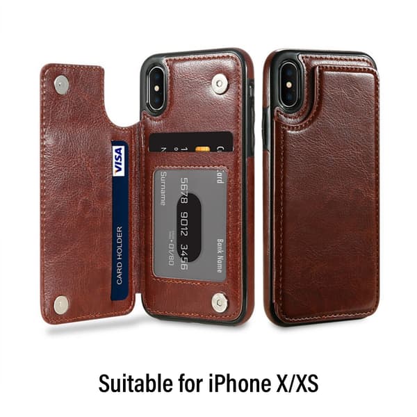 IPhone Xs IPhone X Pung Etui med Kortholder, Dobbelt Magnetisk Lås