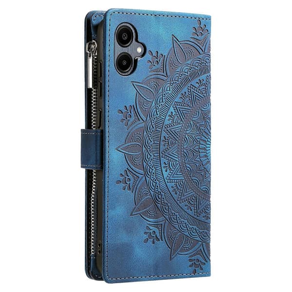Multi-Card Totem Zipper Läderfodral Blå för Samsung Galaxy A06 5G