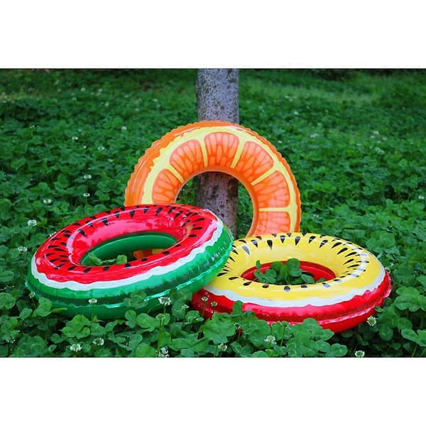 Fruktpoolflotte, vattenmelonrörring uppblåsbar hållbar sommarpoolfestflotte grön vattenmelon badring-60 A
