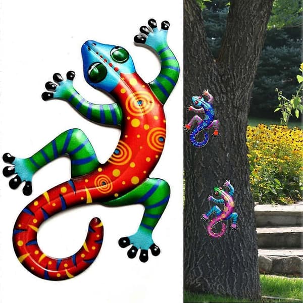 Gecko väggdekoration i järn - röd (21,8*14*0,8CM) A