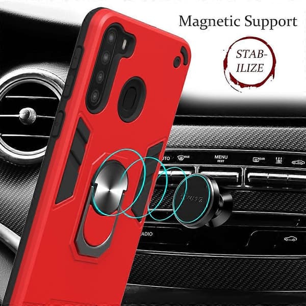 2 i 1 Armour Series PC + TPU skyddsfodral med ringhållare för Samsung Galaxy A21 (EU-version) A