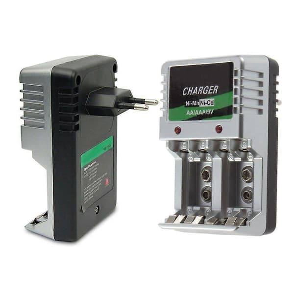 Mini EU-plugg standardlader for AA/AAA/9V/Ni-MH/Ni-Cd oppladbart batteri, holdbar