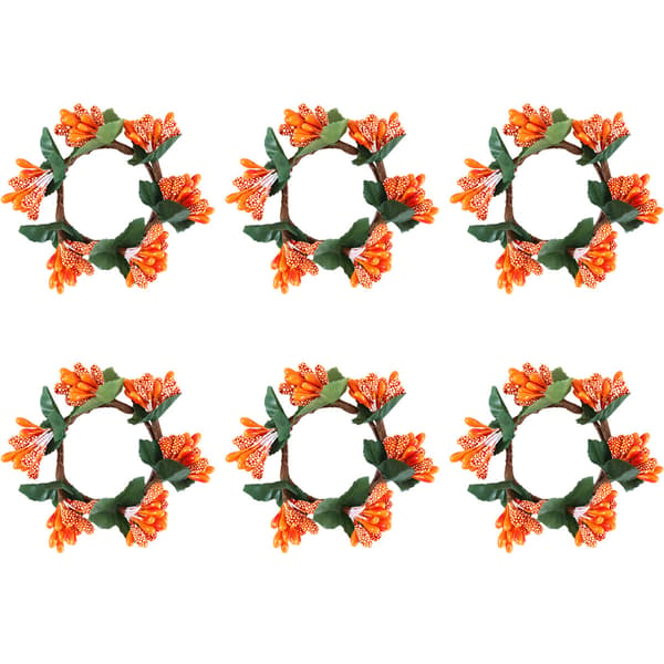 Efterårs julelysring til søjle, sæt med 6, passer til 4 cm stearinlys, lyskranse, blomsterdekorationer til midtpunkter og spisebord