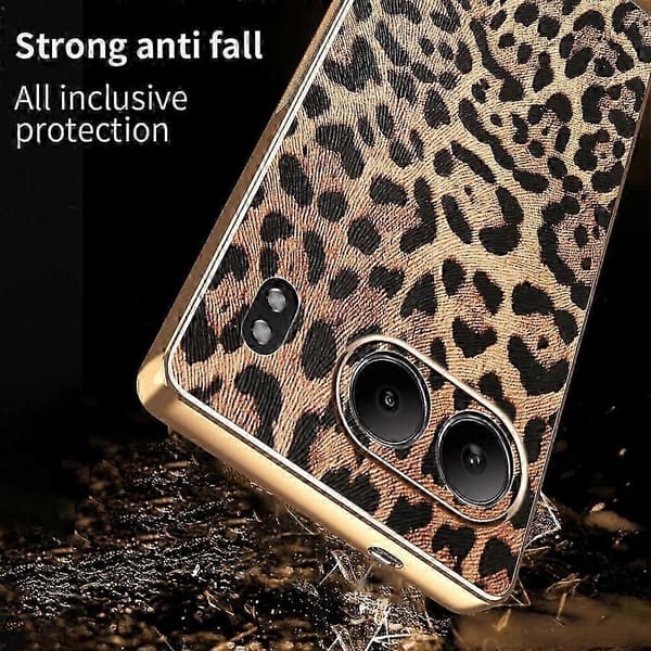 Leopardmönstrat telefonfodral för OnePlus Nord 4, PU-läder PC + TPU galvaniserat skal