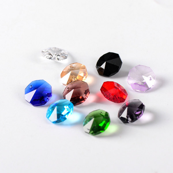 Krystal 14 mm ottekantede perler, glasgardindråbe solfangere,