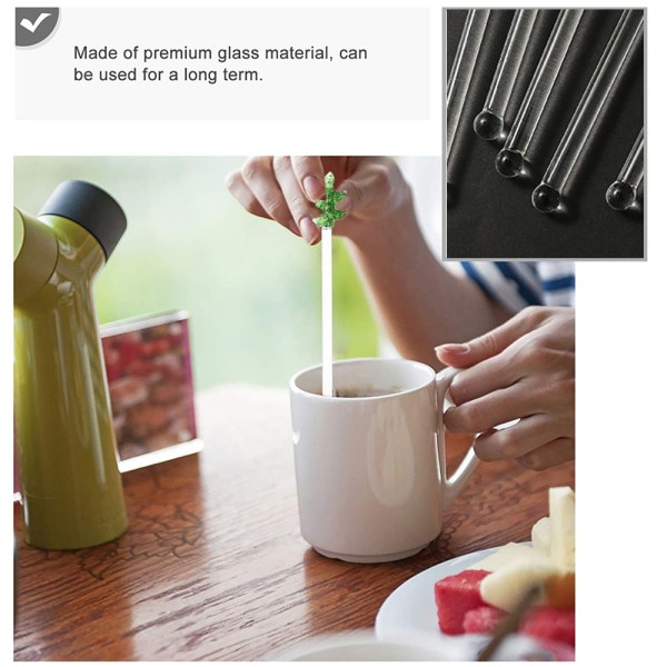 Cocktail Swizzle Sticks Glas Kaktus Kaffe Omrörning Stick