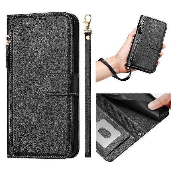 Flip-etui til HMD Pulse Plus kortholder lynlås PU-læder magnetisk sort