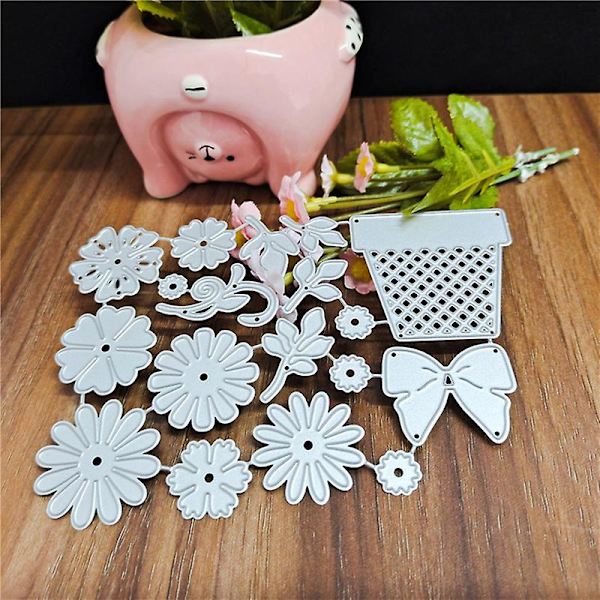 Blomma metallskärningsformar växter präglingsmapp stencil mall set 3D scrapbooking stansform A