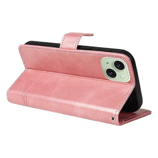 Kompatibel med iPhone 15 Fodral PU Läder Plånbok Flip Folio Telefonfodral T-formade Linjer A