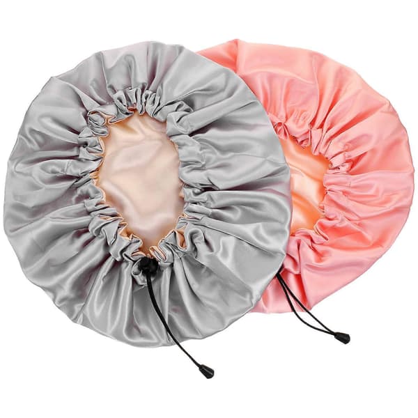 Sovehette Justerbar Dobbeltlags Sateng Sovehette for Kvinner Nattlig Hvile Rosa 2 stk A