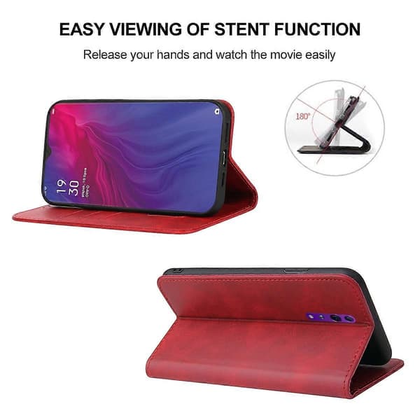 För OPPO Reno Z Magnetlås Läderfodral (Röd)