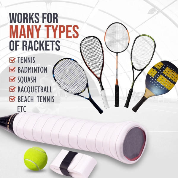 Tennisketcher Grip Tape - Forudskåret og tør føles Tennis Grip -