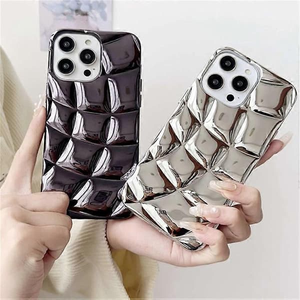 Kompatibel med iPhone 14 Pro TPU-deksel Støtsikkert Rhombus Grid Design Galvanisert Telefondeksel A