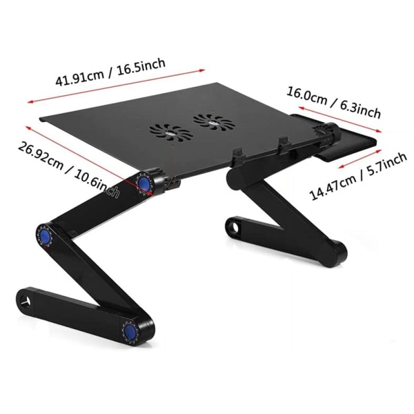 Adjustable Laptop Stand f Foldable Laptop Stand for Bed with 2 CPU Cooling Fans & Mouse Pad