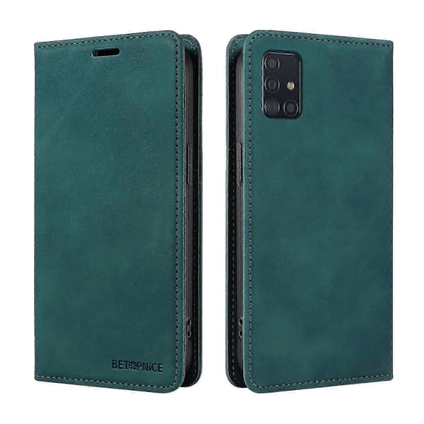 Fodral till Samsung Galaxy A51 4G Läder Folio Plånbok Magnetiskt Skydd...Grön