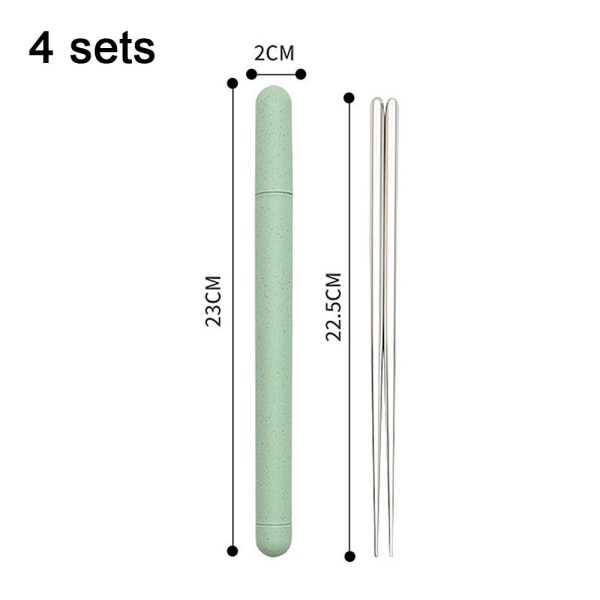 4 Set Portable Chopsticks with Case Stainless Steel Chopsticks