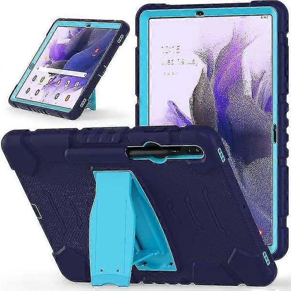 För Samsung Galaxy Tab S7+/ Tab S7 Fe / Tab S8+ 3-lagers skyddsskärmram + PC + silikonkombinationsfodral med hållare A