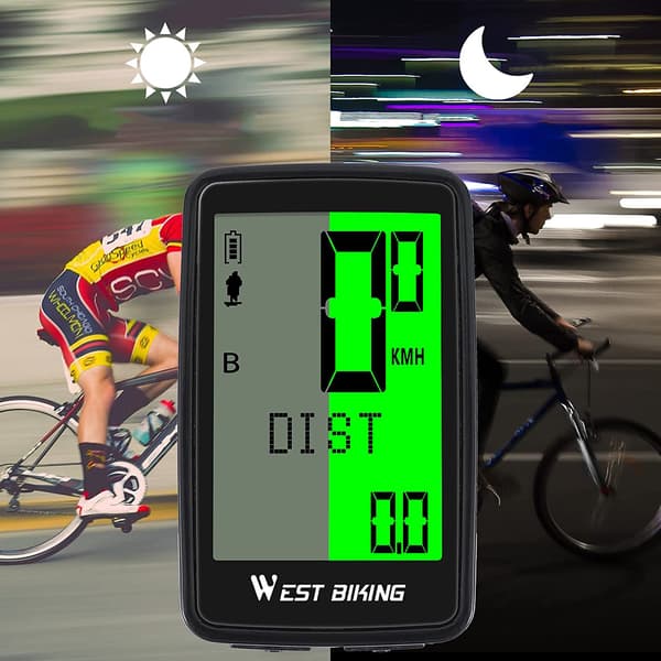 Cykelcomputer USB Genopladelig Cykel Odometer Speedometer Trådløs IPX7 Vandtæt