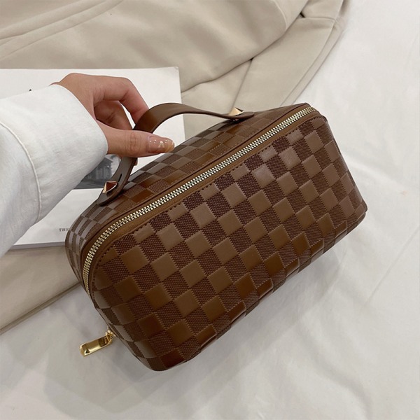 Sminkväska - Kosmetisk resväska med stor kapacitet, bärbar brown d39e, brown