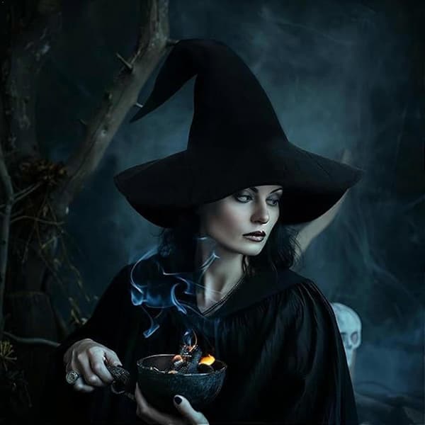 Halloween Häxhatt, Häxhatt med Böjd Topp, Häxhatt för Halloweenkostym A
