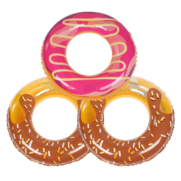 3stk Donut Pool Float med Glitter, Sjovt Pool Ring Legetøj til
