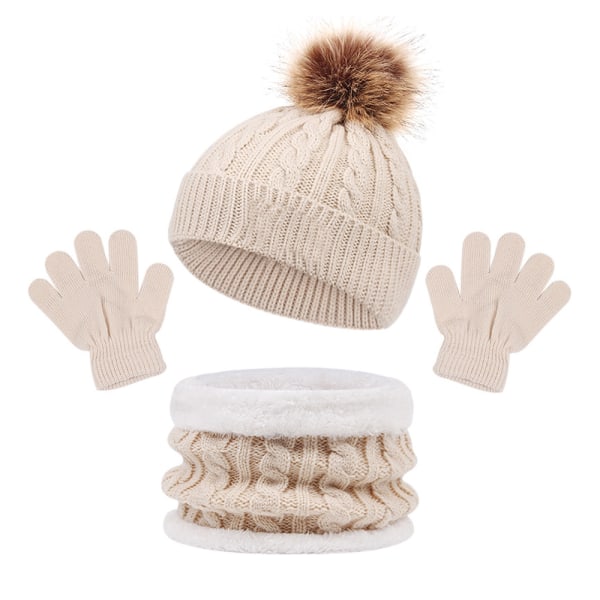 Lasten hattuhuivi hanskat kolme kappaletta, syksy ja talvi baby