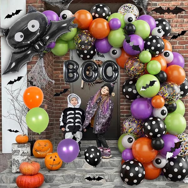 Halloweenballonger, svart orange lila för Halloween-temafest