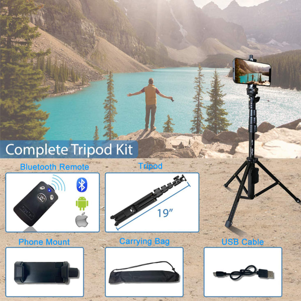 Fjernbetjening Bluetooth Selfie Stick, Tripod Monopod Selfie Stick med Bluetooth Remote til IPhone 8/iPhone 8 Plus/X/iPhone 7/iPhone 7 Plus/Galaxy Note 8/S8