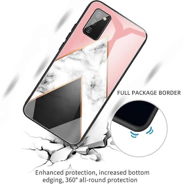 För Samsung Galaxy A02s (EU-version) Marmor Härdat Glas Baksida TPU Kantfodral (HCBL-1) A
