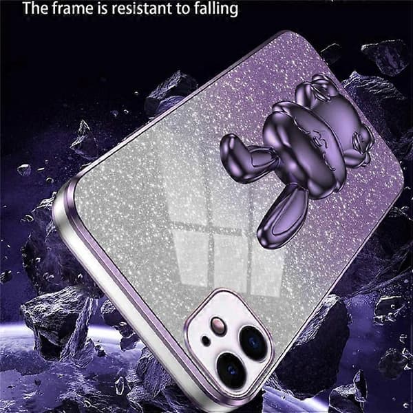 Kompatibel med iPhone 12 mini Glitterpulverfodral med utfällbart stativ Smarttelefonfodral A