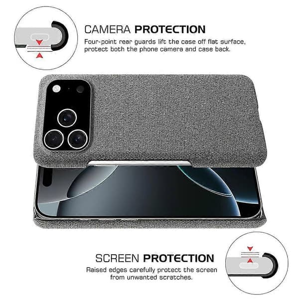 Kompatibel med iPhone 17 Pro Mobilskal Tygtextur Anti-Rep Skyddande PC Baksida A
