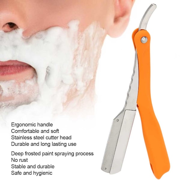 Straight Edge Razor Professionel Foldet Enkeltkantsblade Barber Razor Manuel Skraber S54‑5 74 Orange