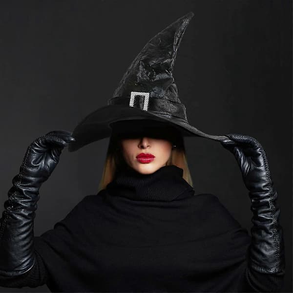 Sorte heksehatte Halloweenhatte til voksne børn Halloweenpynt Heksehatte til kvinder Halloweentilbehør A