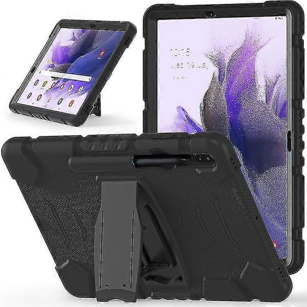 För Samsung Galaxy Tab S7+/ Tab S7 Fe / Tab S8+ 3-lagers skyddsskärmram + PC + silikonkombinationsfodral med hållare A