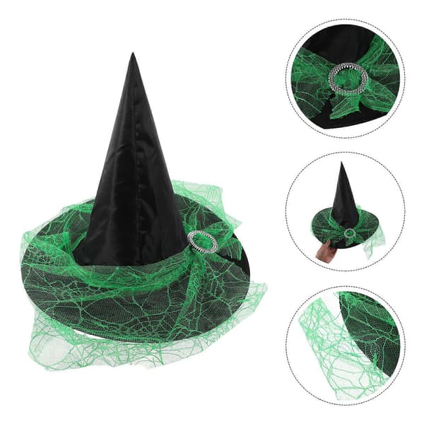 Halloween Häxhatt med Nätflor för Cosplay-festbruk A