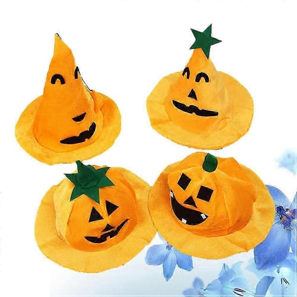 4 stk. gresskar-design stoff Halloween-hatter dekorasjonstilbehør A
