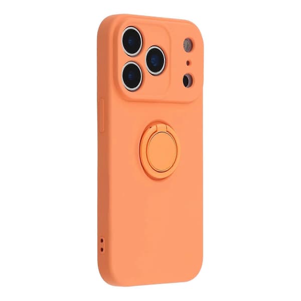 För iPhone 17 Pro Max Silikonskal med Rem Ring Kickstand Telefonfodral (Orange, Orange)