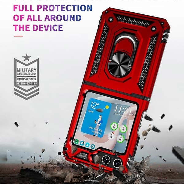 Støtsikkert TPU + PC-telefondeksel med holder til Samsung Galaxy Z Flip5