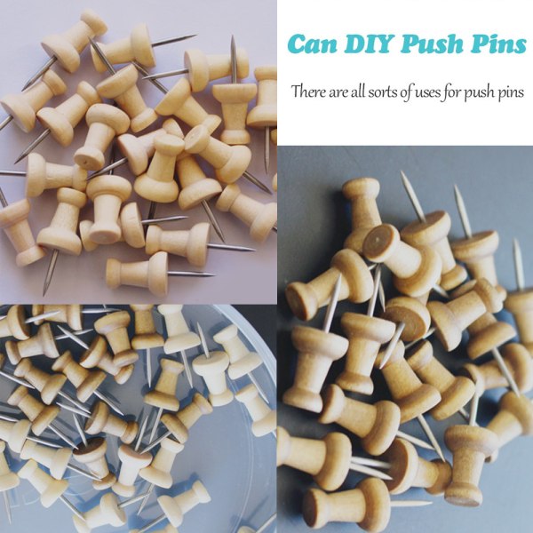 Tommelstifter - Standard Push Pins Stålspiss og tre brukt
