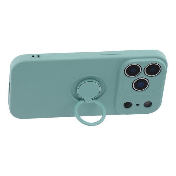 Til iPhone 17 Pro Max Silikonecover med Rem Ring Kickstand Telefoncover (Azur, Himmelblå)