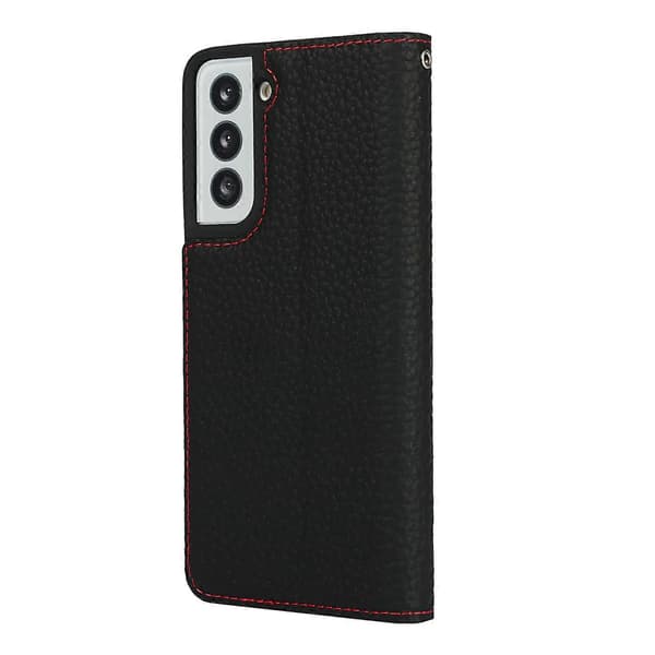 Til Samsung Galaxy S21 5G Litchi læder telefoncover (sort)