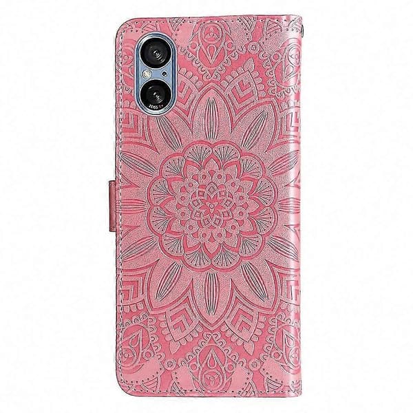 Emed Solros Läderfodral För Xperia 5 V - Slitstarkt Skyddsfodral Rosa