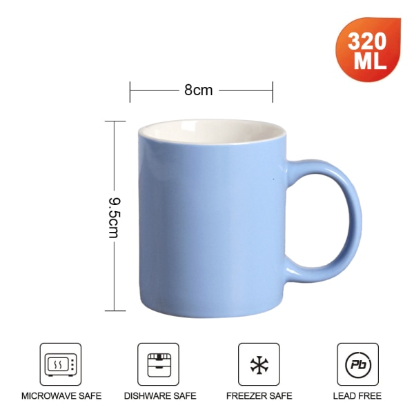 320 ml keramisk kopp, tåler oppvaskmaskin og mikrobølgeovn, kaffekopp,