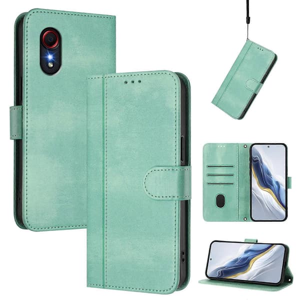 Line Splicing Buckle Retro læder telefoncover (til Samsung Galaxy Xcover 5)